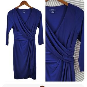 Chaps Ralph Lauren navy blue dress.Ruched for a sexy elegant look.